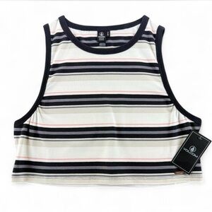 Volcom Lived In Lounge Striped Crop Tank Top Womens Size Small NWT
